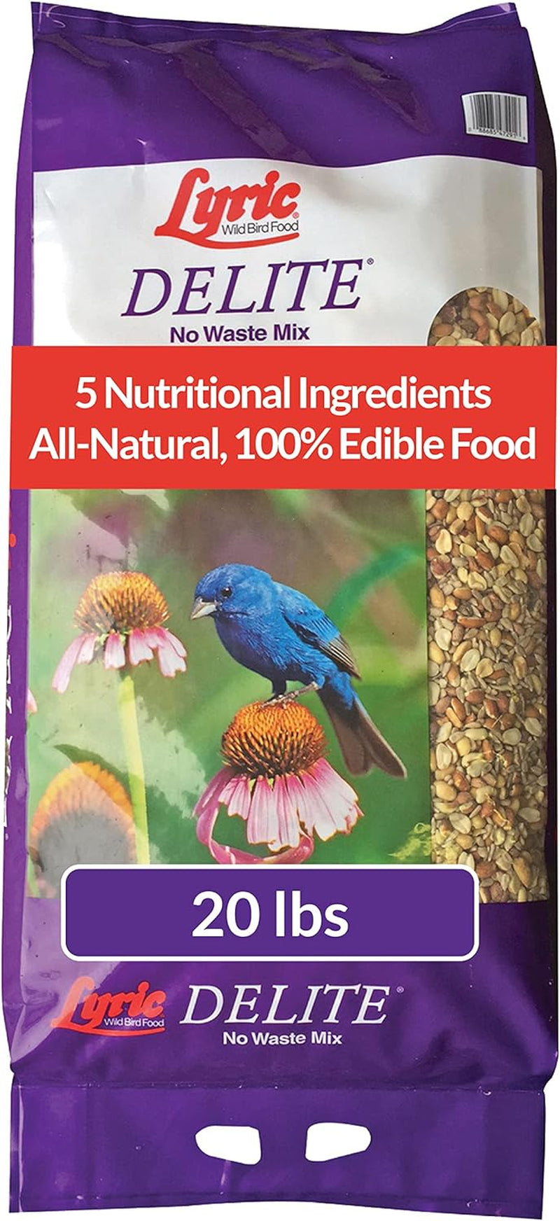 Lyric Delite Wild Bird Seed - No Waste Bird Food Mix with Shell-Free Nuts & Seeds - Attracts Buntings, Chickadees & Finches