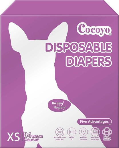 COCOYO Disposable Dog Diapers Female, Doggie Diapers Female,Puppy Diapers Female, Super Absorbent, Breathable, Wetness Indicator