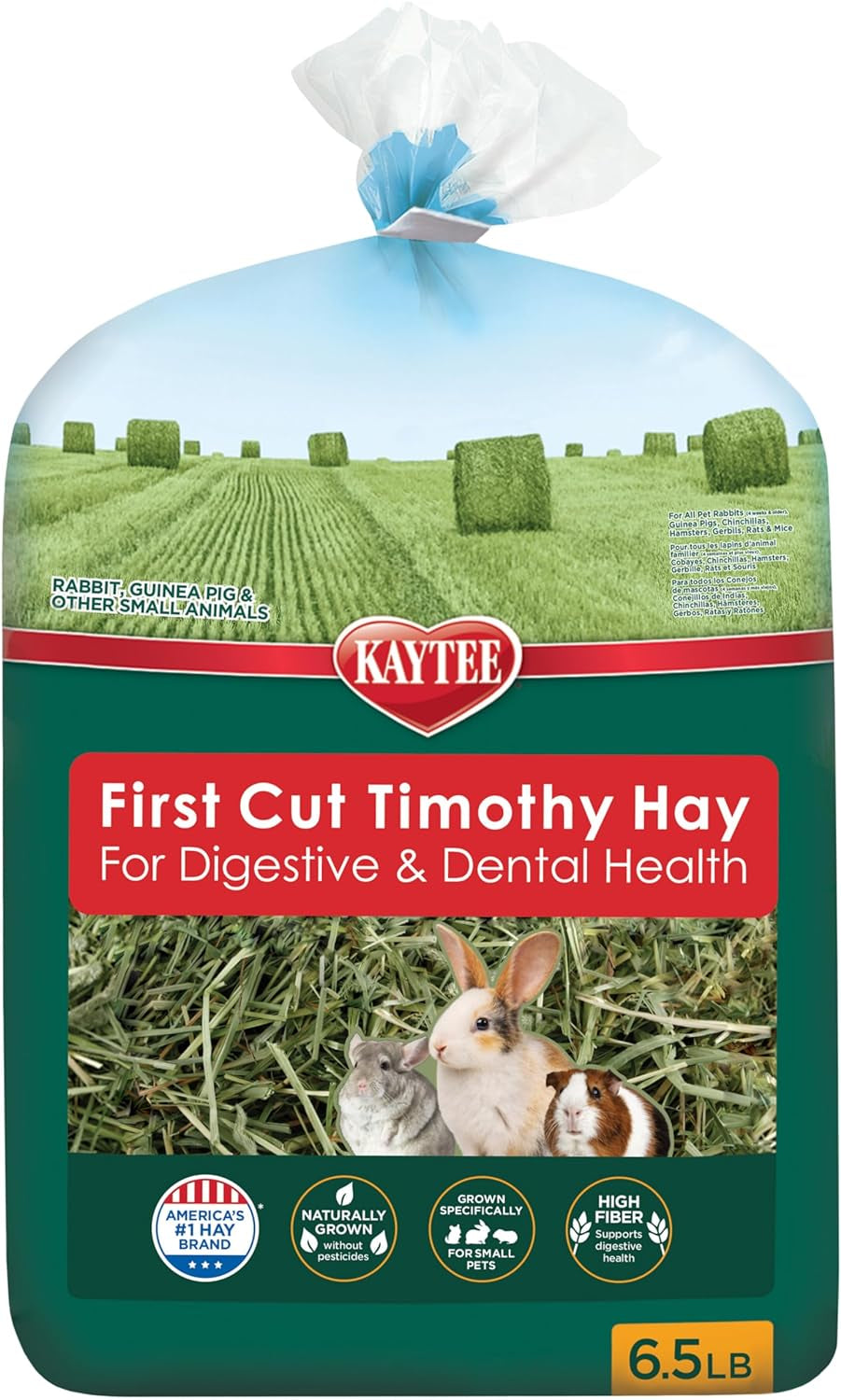 Kaytee 2Nd Cut Soft and Lush Timothy Hay for Pet Guinea Pigs, Rabbits & Other Small Animals