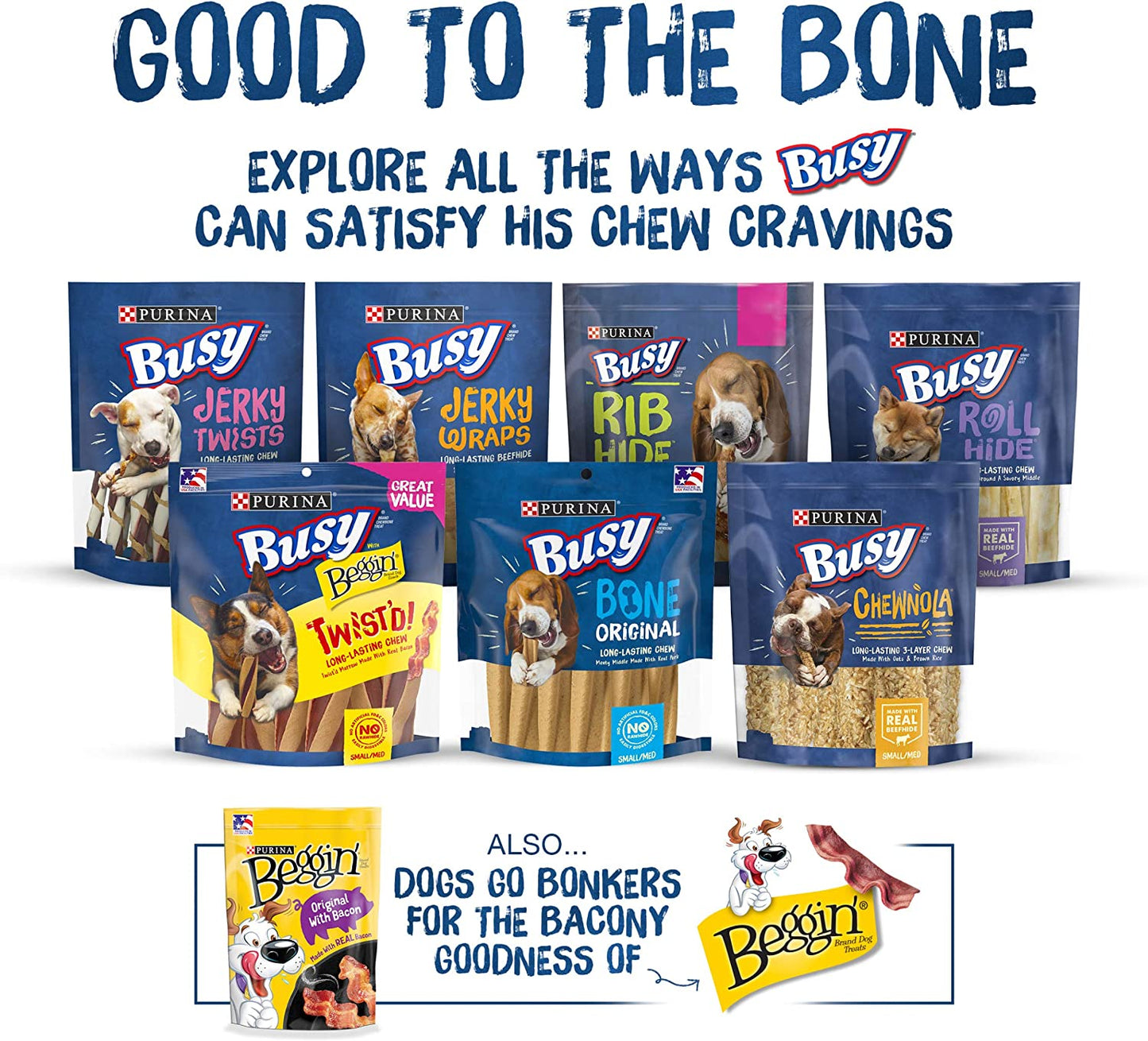 Purina Busy Bone Made in USA Facilities, Long Lasting Small/Medium Breed Adult Dog Chews, Peanut Butter Flavor