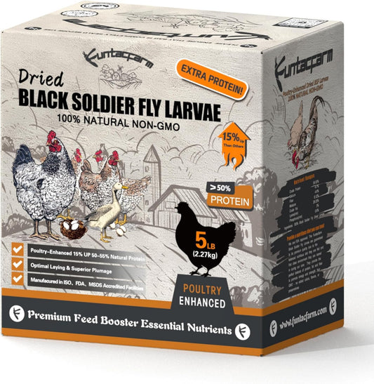 Premium Dried Black Soldier Fly Larvae - Non-Gmo BSFL Insect Chicken Feed with 50%+ Protein, Superior to Meal Worms for Wild Birds & Chicken Treats for Laying Hens, Grubs with More Calcium