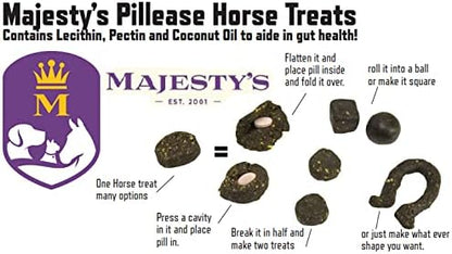 Majesty'S Pillease Horse Treats, a Delicious Soft and Pliable No Bake Cookie Horse Treat, Makes Giving Pills & Medication Easy, Made in the USA - 48 Wafers