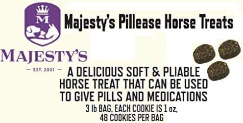 Majesty'S Pillease Horse Treats, a Delicious Soft and Pliable No Bake Cookie Horse Treat, Makes Giving Pills & Medication Easy, Made in the USA - 48 Wafers