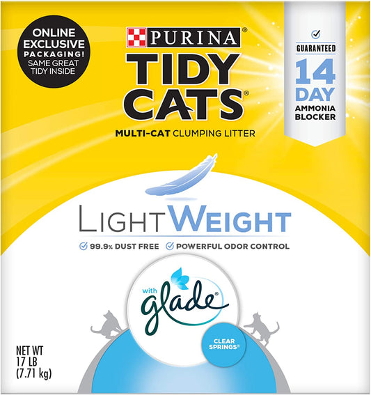 Purina Low Dust, Multi Cat, Clumping Cat Litter Odor Control Formula, Lightweight Glade Clear Springs - 17 Lb. Box