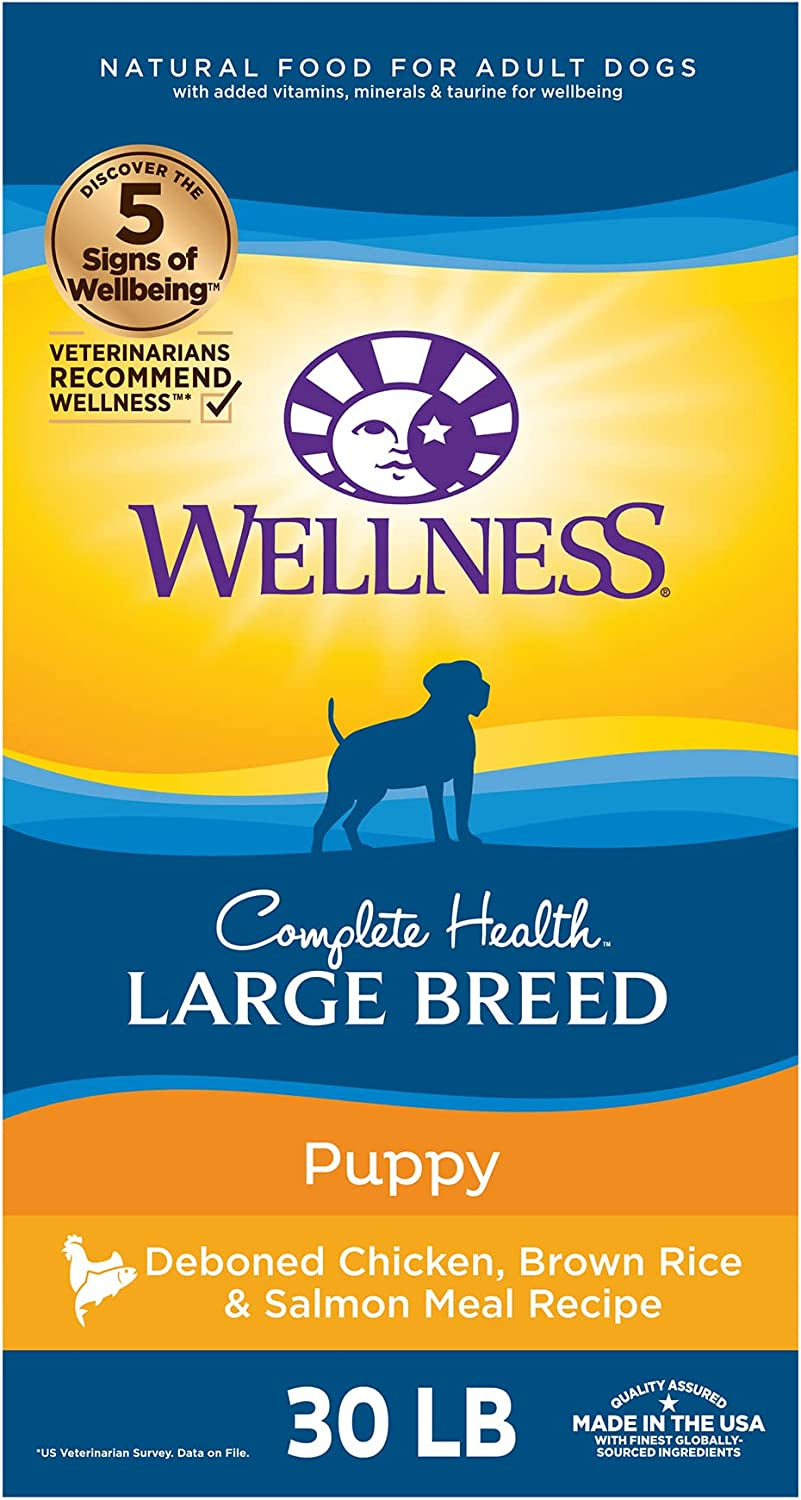 Wellness Complete Health Large Breed Adult Dry Dog Food, No Corn or Wheat, Made in USA with Real Meat, Natural Ingredients, Glucosamine, Probiotics & Omega Fatty Acids