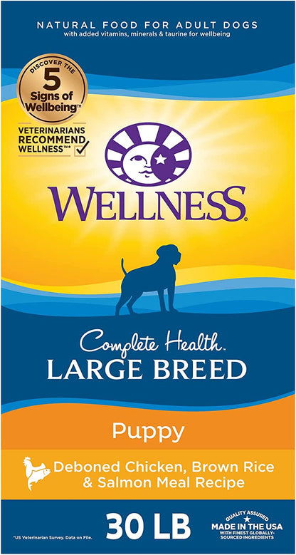 Wellness Complete Health Large Breed Adult Dry Dog Food, No Corn or Wheat, Made in USA with Real Meat, Natural Ingredients, Glucosamine, Probiotics & Omega Fatty Acids