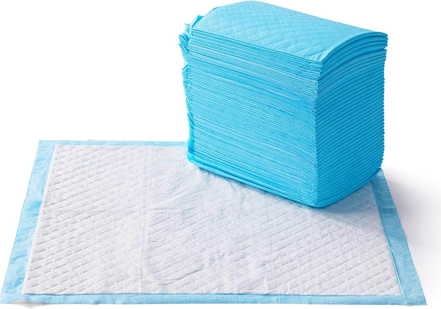 Dog and Puppy Pee Pads with 5-Layer Leak-Proof Design and Quick-Dry Surface for Potty Training, Standard Absorbency, Regular Size, 22 X 22 Inch - Pack of 50, Blue & White