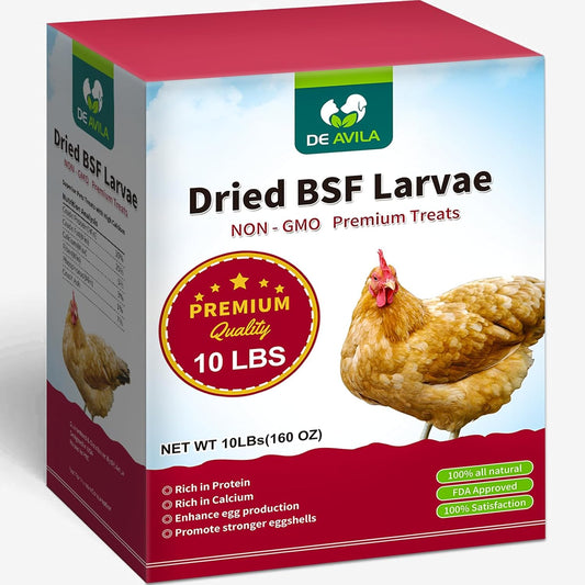 Dried Black Soldier Fly Larvae for Chickens, Non GMO 86X More Calcium BSF Larvae than Mealworms for Chickens & Birds, Natural Chicken Feed Bulk, Chicken Worms Treats, Wild Birdseed Attractant