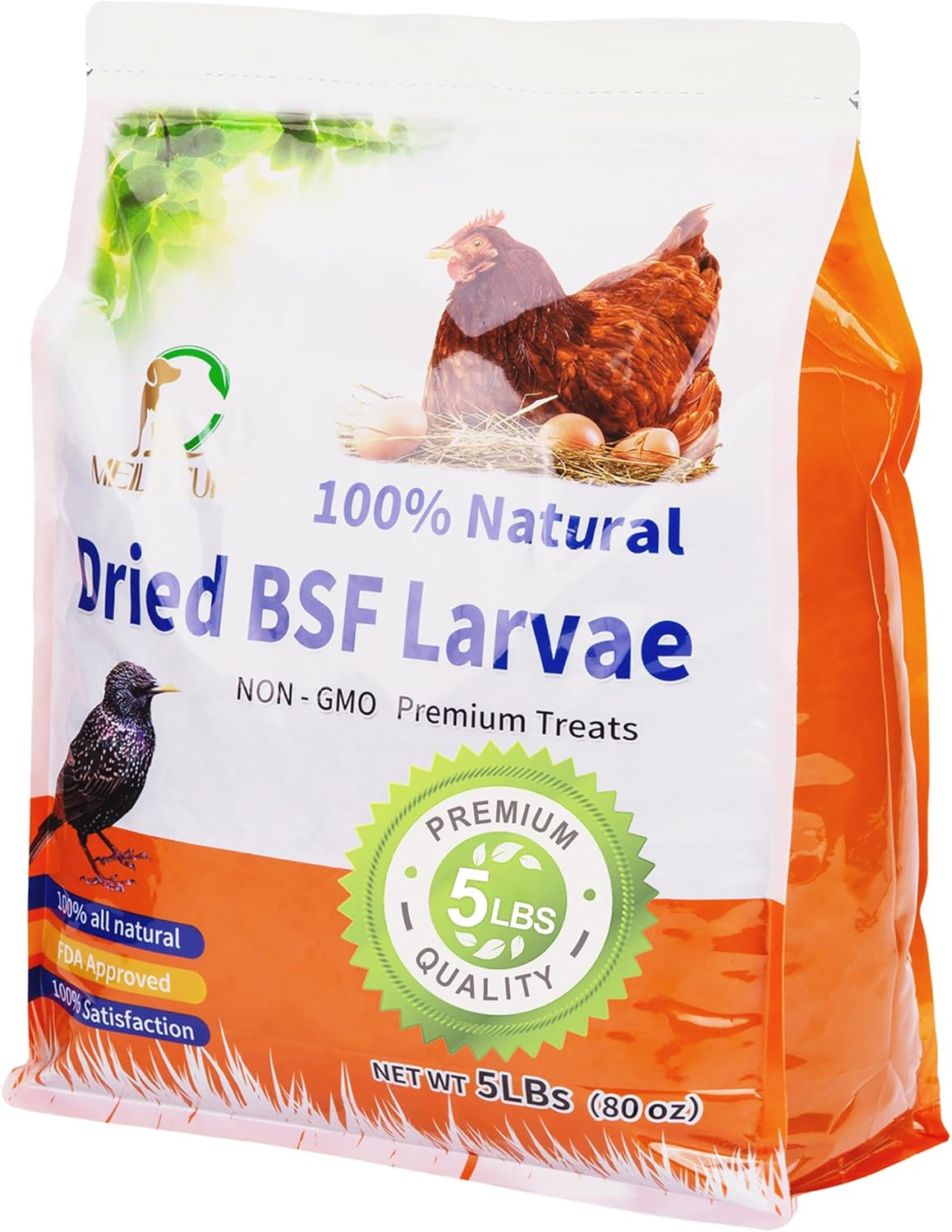 Dried Black Soldier Fly Larvae for Chickens - High Protein Chicken Food 100% Natural - BSF Larvae More Calcium than Dried Mealworms, Chicken Treats for Laying Hens Ducks Birds