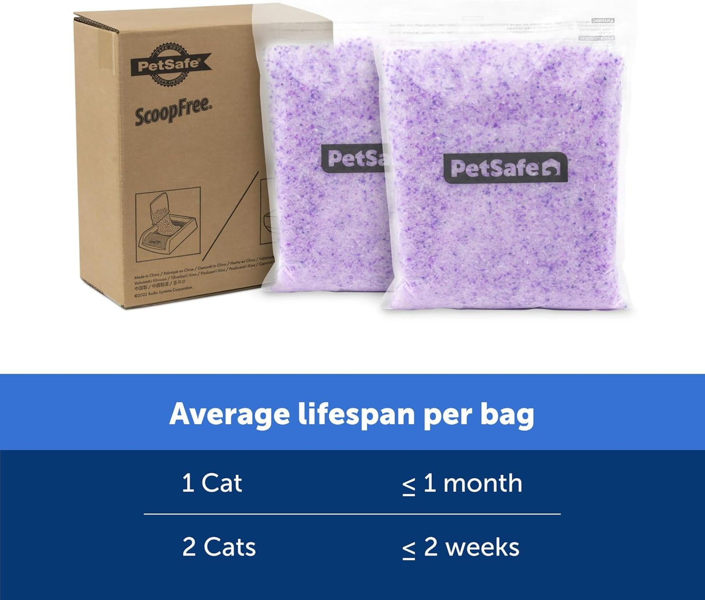 Scoopfree Premium Lavender Crystal Cat Litter, 2-Pack - Lightly Scented Litter - Superior Odor Control - Low Tracking for Less Mess - Lasts up to 1 Month, 8.6 Lbs Total (2 Pack of 4.3 Lb Bags)