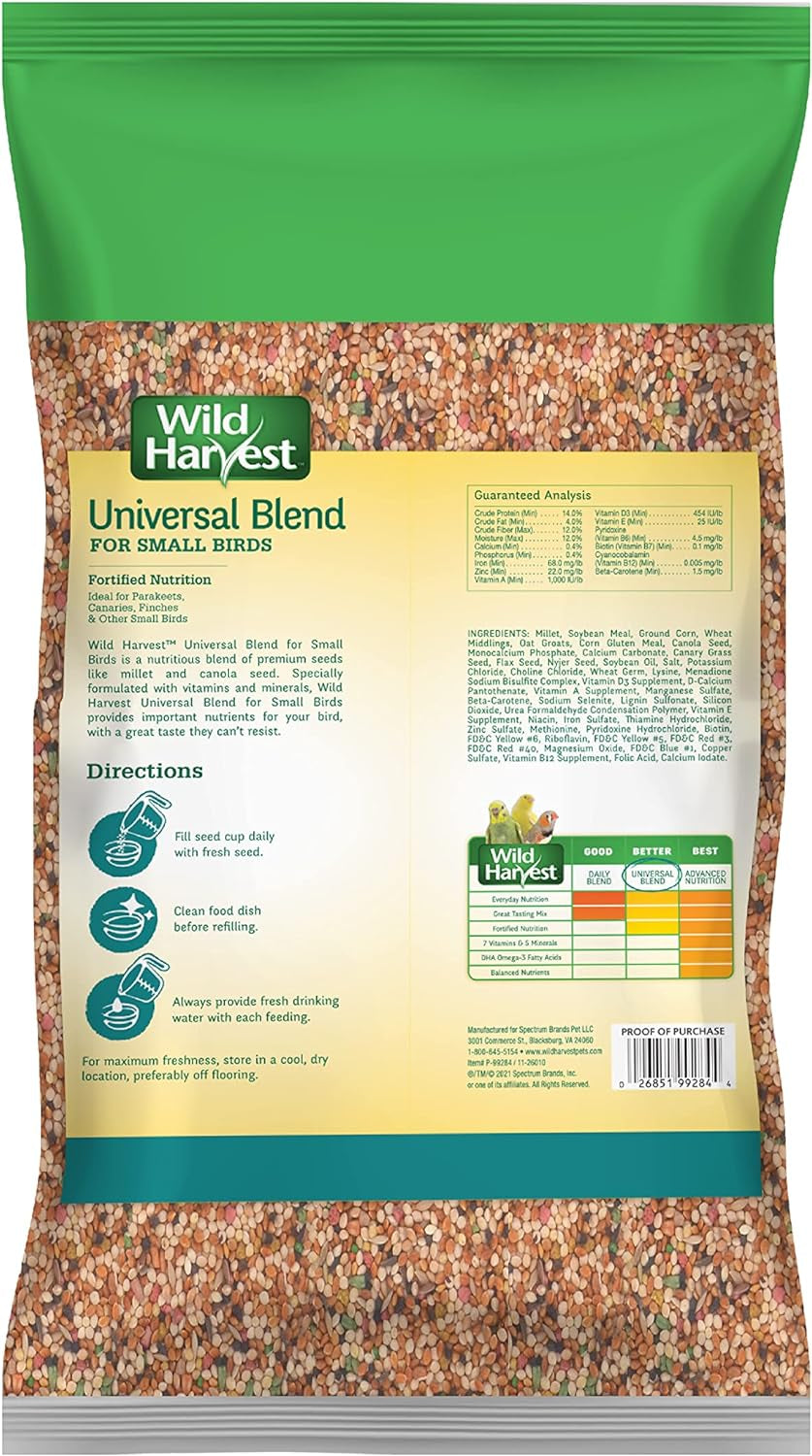 Universal Blend for Small Birds, 10 Lb Bag, Fortified Nutrition (Pack of 2)