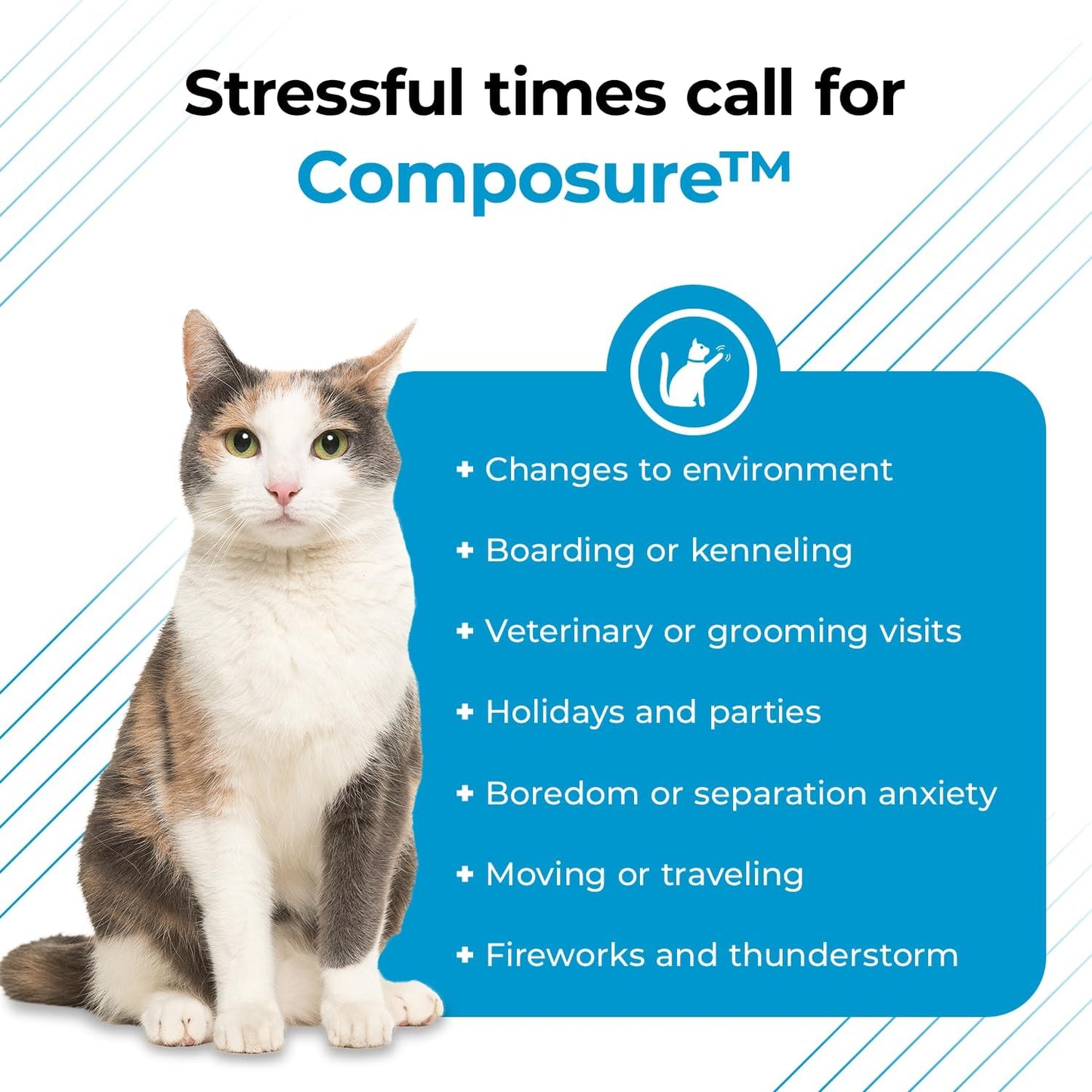 Vetriscience Composure Cat Calming Chews Variety Pack - Clinically Supported Cat Anxiety Relief Supplement for Stress, Grooming, Vet Visits, Separation & More