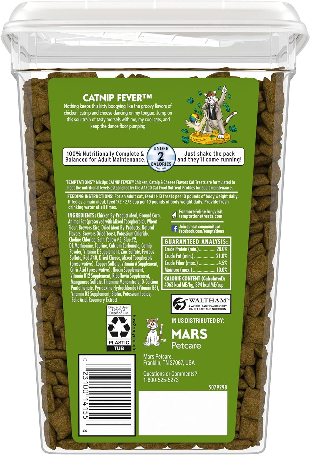 MIXUPS Crunchy and Soft Cat Treats Catnip Fever Flavor, 30 Oz. Tub (Pack of 2)