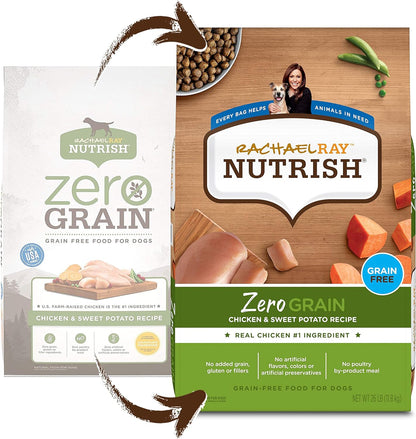 Rachael Ray Zero Grain Dry Dog Food, Chicken & Sweet Potato Recipe, 26 Pound Bag