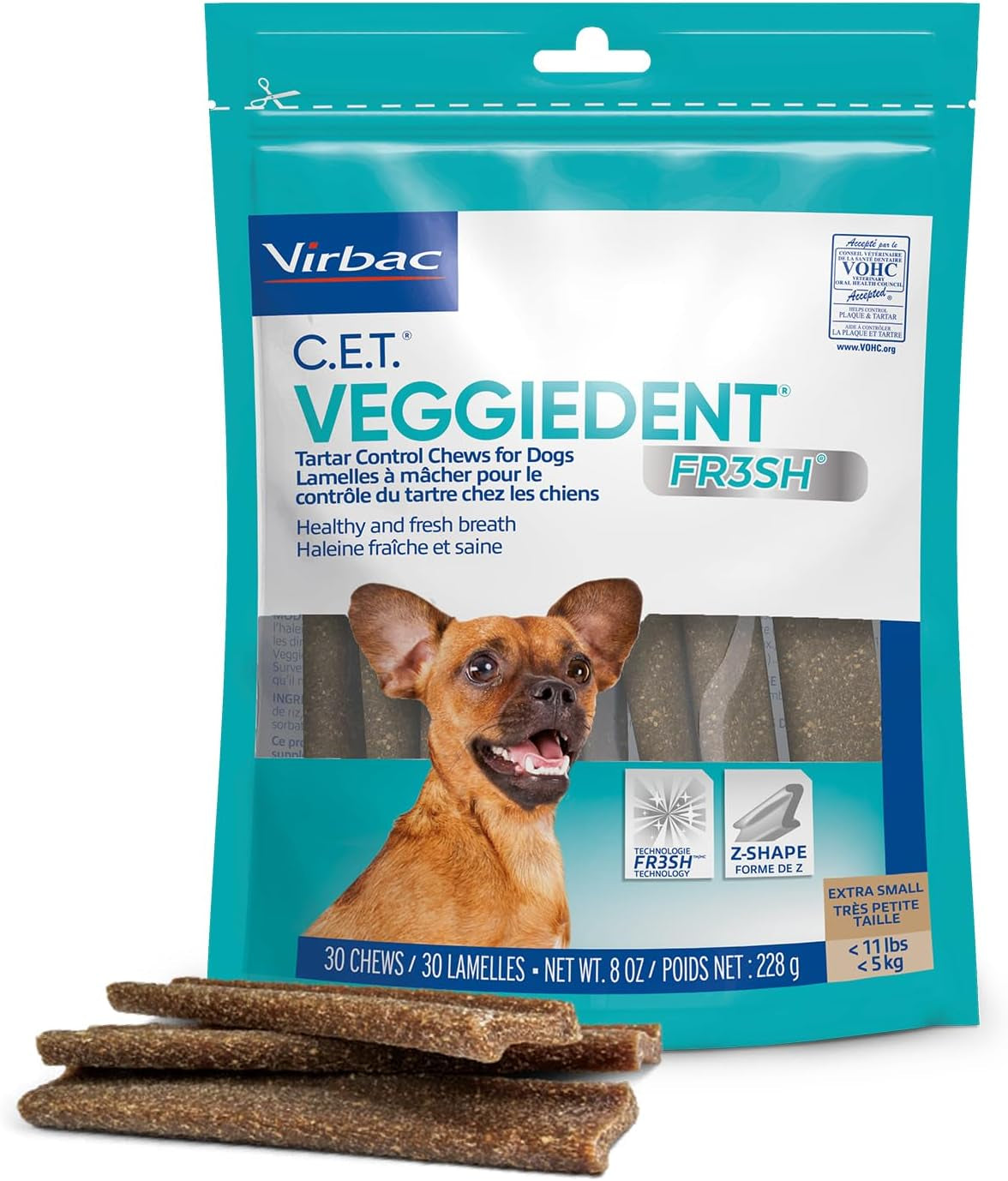 Virbac CET VEGGIEDENT FR3SH Tartar Control Chews for Dogs