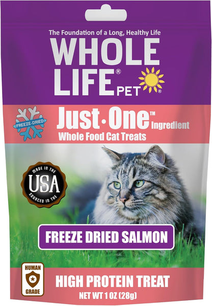 Whole Life Pet Just One Freeze Dried Cat Treats - Human Grade Cat Food Toppers, High Protein Cat Snacks, USA Made Natural Cat Treats