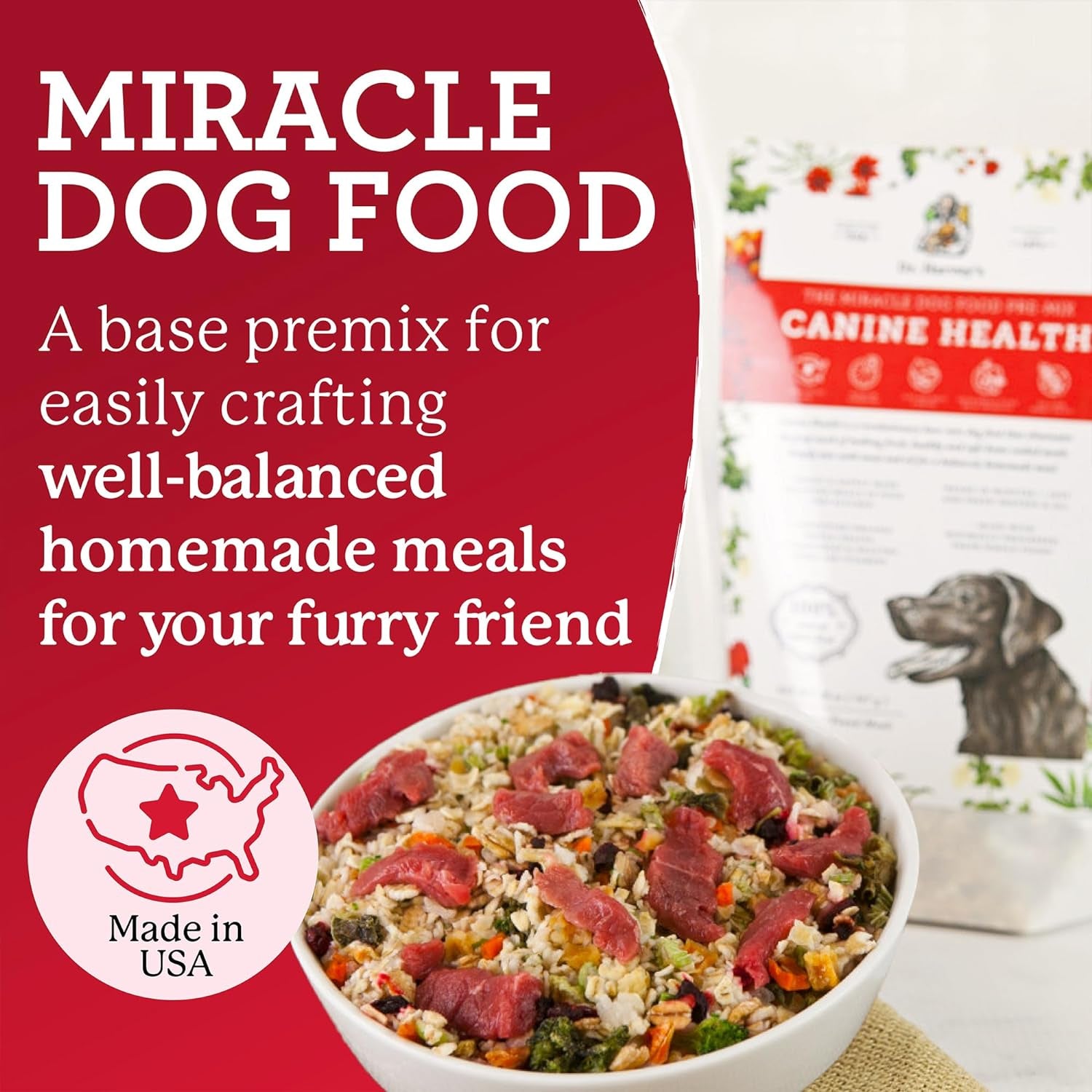 Dr. Harvey'S Canine Health Miracle Dog Food, Human Grade Dehydrated Base Mix for Dogs with Organic Whole Grains and Vegetables