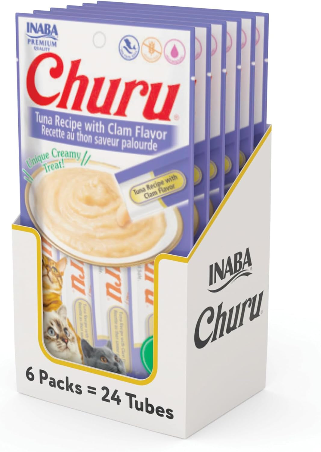 Churu Cat Treats, Grain-Free, Lickable, Squeezable Creamy Purée Cat Treat/Topper with Vitamin E & Taurine, 0.5 Ounces Each Tube, 50 Tubes, Tuna & Chicken Variety