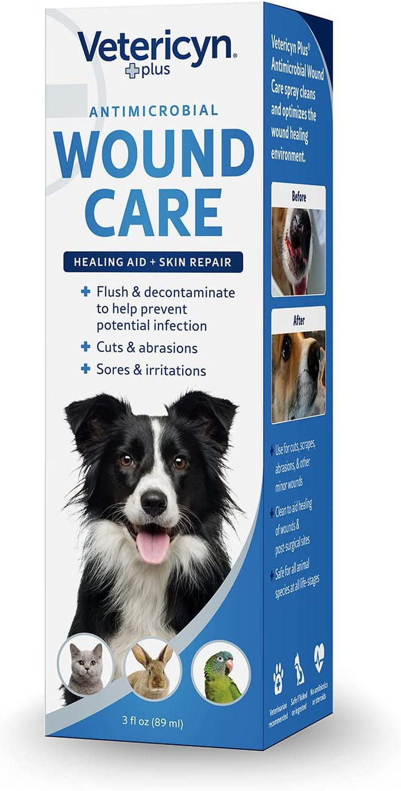 plus Dog Wound Care Spray | Healing Aid and Skin Repair, Clean Wounds, Relieve Dog Skin Allergies, Safe for All Animals. 3 Ounces