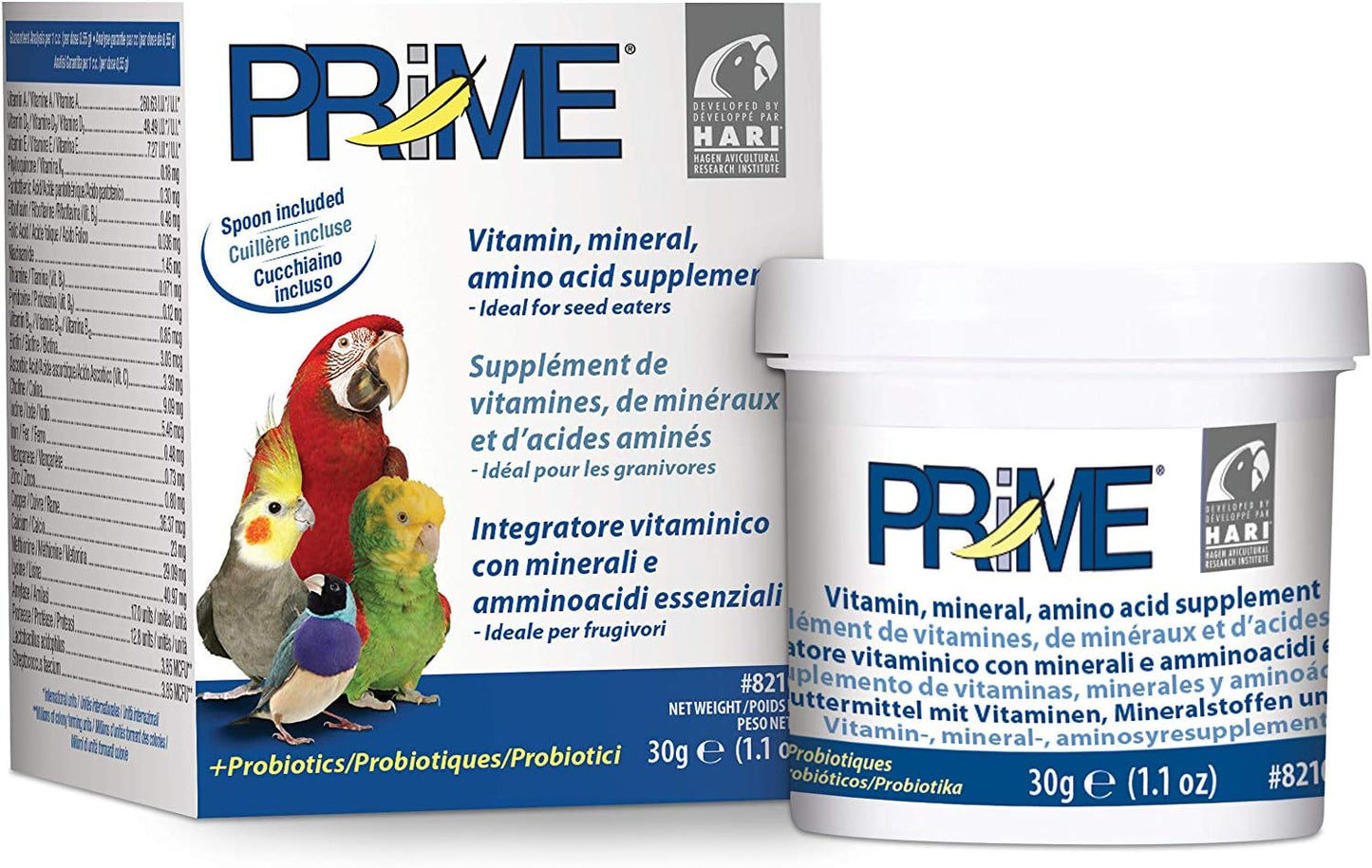 Hari Hagen Prime Parrot Vitamin, Mineral and Amino Acid Supplement for Seed Eating Birds