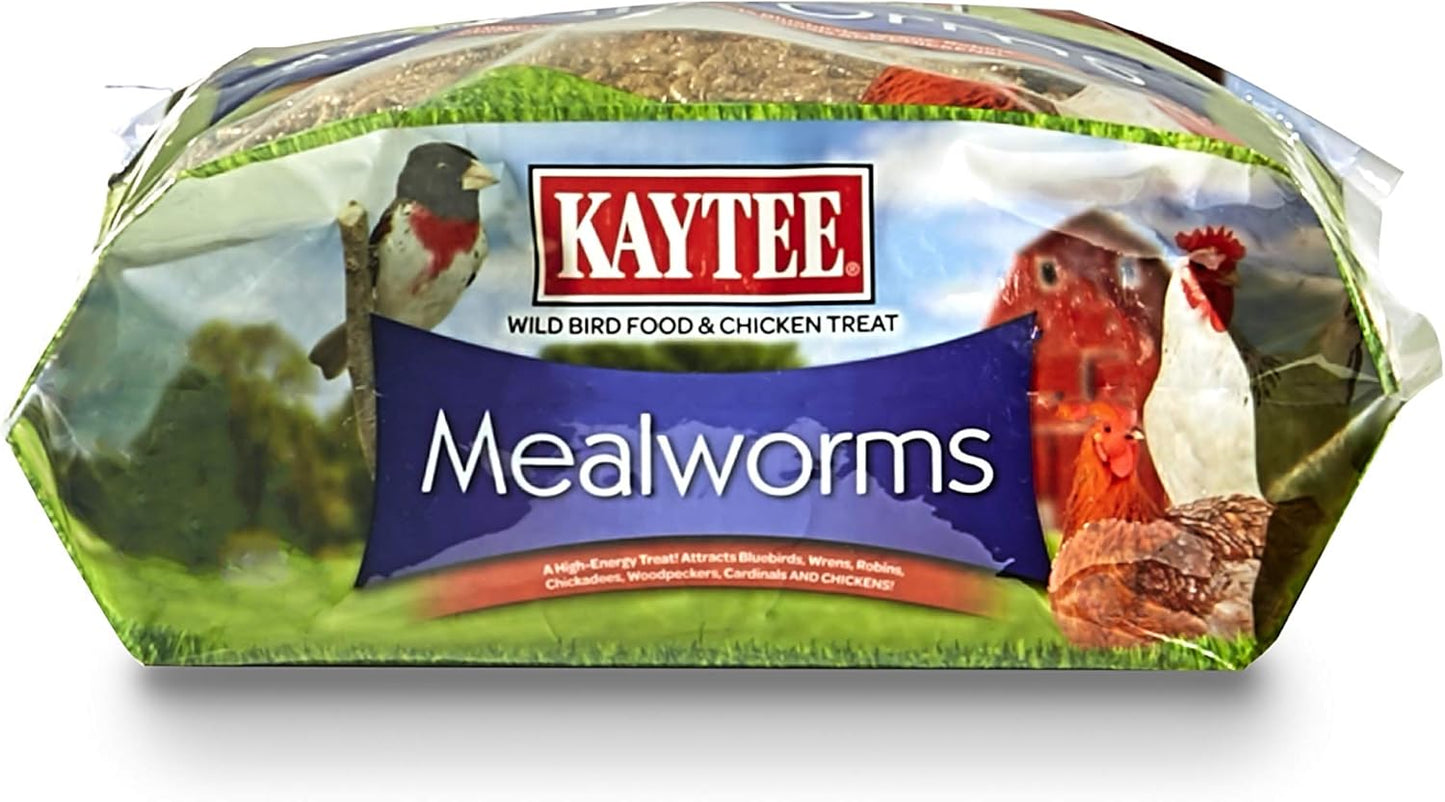 Kaytee Wild Bird Food Mealworms for Bluebirds, Wrens, Robins, Chickadees, Woodpeckers, Cardinals & Chickens