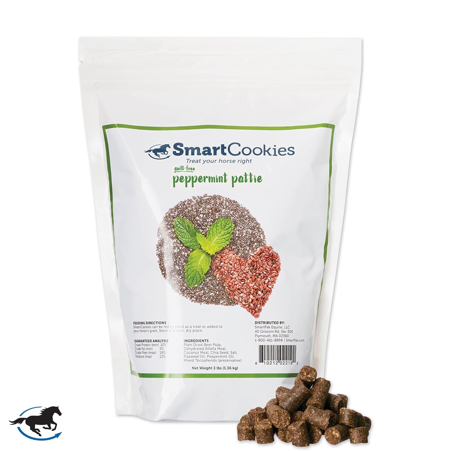 Smartpak Smartcookies, Healthy Treats for Horses Made from Coconut Meal, Beet Pulp, Alfalfa, and Flaxseed Oil, No Sugar Added Horse Treats, Peppermint Pattie Flavor Cookies for Horses