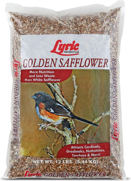 Lyric Golden Safflower Seed - Attracts Cardinals, Chickadees, Woodpeckers & More - 12 Lb Bag