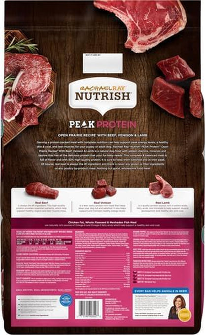 Rachael Ray Nutrish PEAK Natural Dry Dog Food, Open Prairie Recipe with Beef, Venison & Lamb, Grain Free (Packaging May Vary)