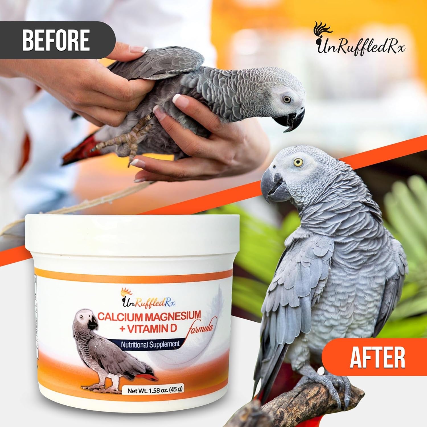 Nutritional Calcium Supplement for Birds Magnesium + Vitamin D3 | Bird Health Supplements | Completely Tasteless and Easy Dissolvable in Water