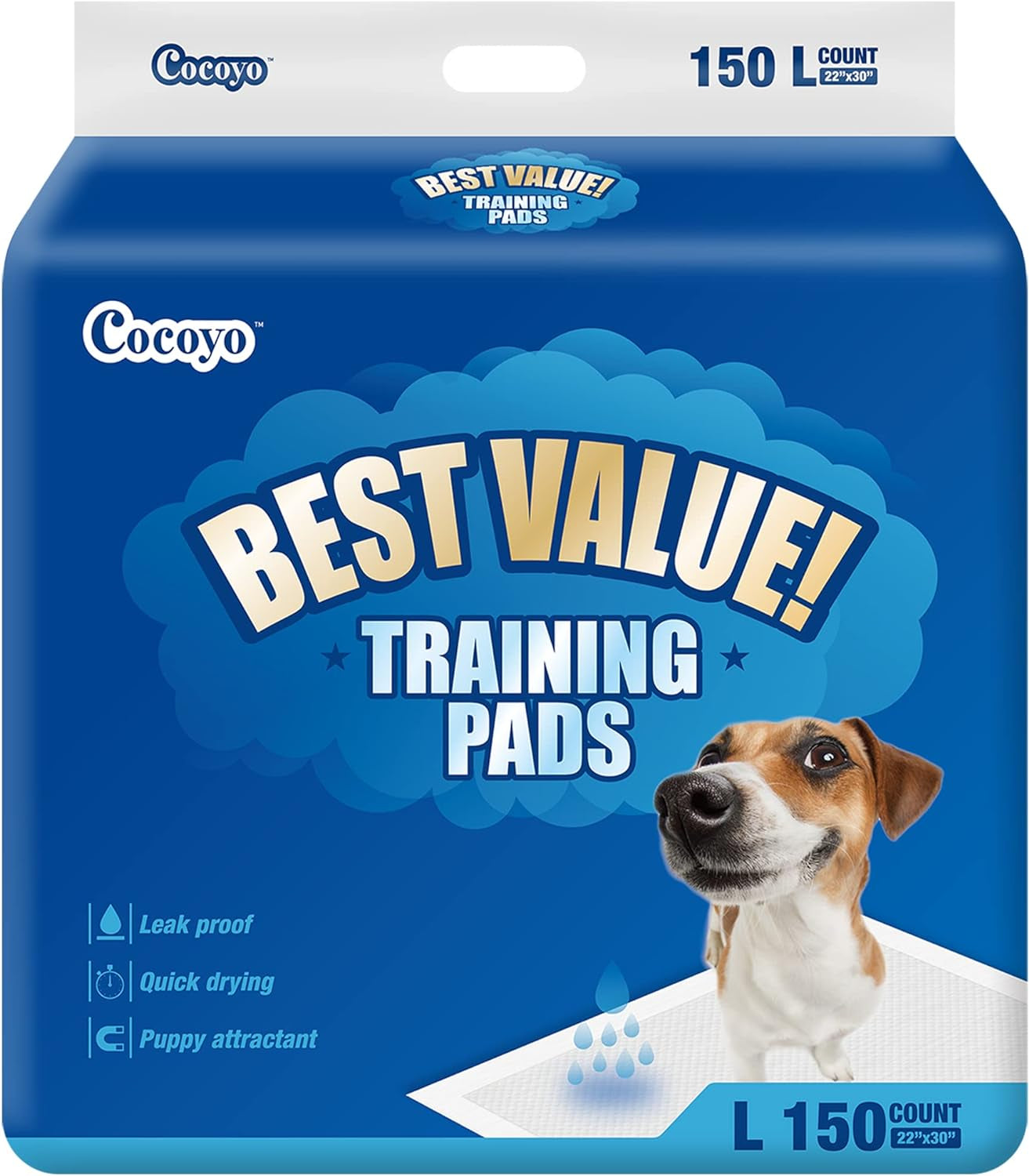 COCOYO Best Value Training Pads, 22"X30" L, 150 Count,White (Packaging May Vary)