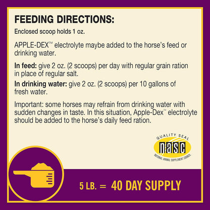 Farnam Horse Health Apple-Dex Apple Flavored Electrolytes for Horses 5 Pound