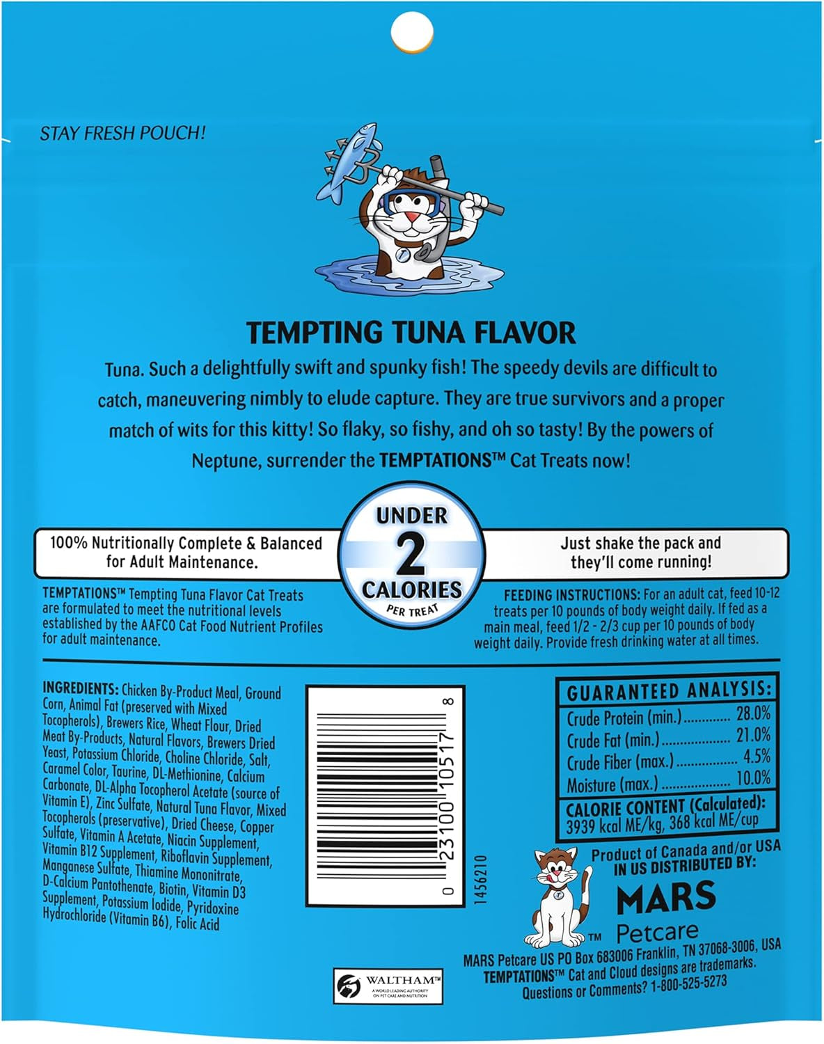 Temptations Classic Crunchy and Soft Cat Treats Tempting Tuna Flavor