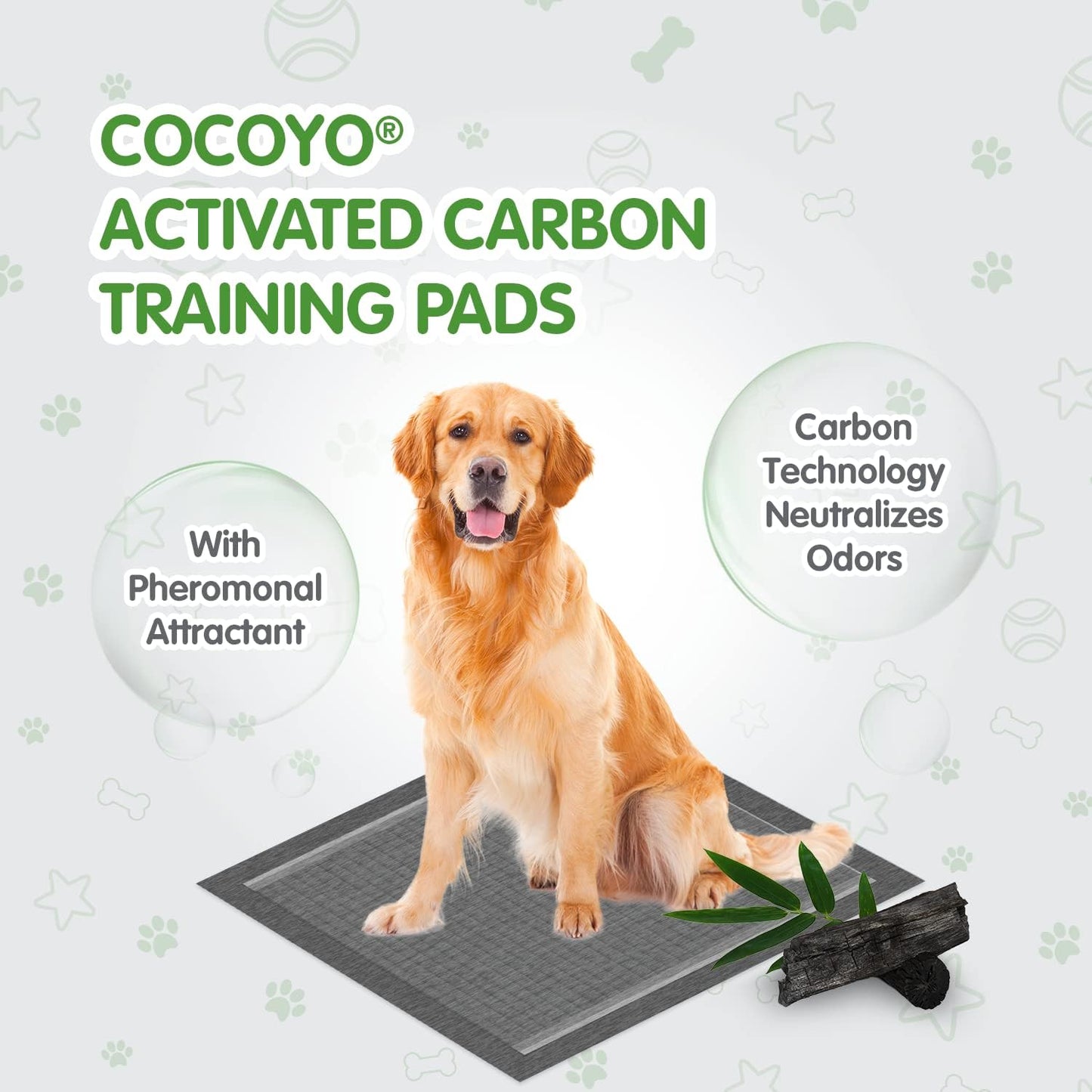 COCOYO Dog Training Pads, Carbon Absorb Eliminating Urine Odor Doggie Training Pads, Premium Charcoal Dog Pee Pads