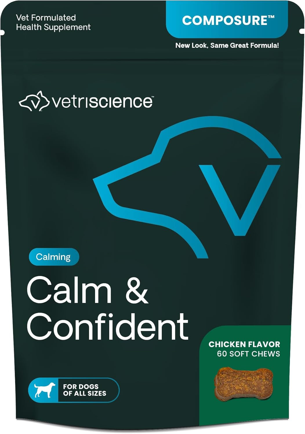 Vetriscience Composure Calming Chews for Dogs - Clinically Proven Dog Anxiety Relief Supplement with Colostrum, L-Theanine & Vitamin B1 for Stress, Storms, Separation & More