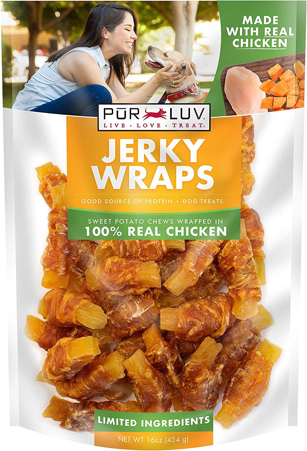 Dog Treats, Chicken Jerky for Dogs, Made with 100% Real Chicken Breast, Healthy, Easily Digestible, Long-Lasting, High Protein Dog Treat, Satisfies Dog's Urge to Chew