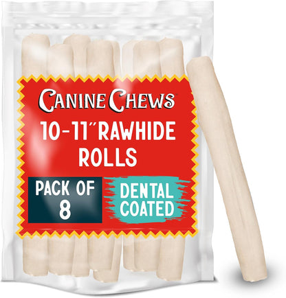 Canine Chews Dog Rawhide Retriever Rolls - Dog Rawhide Chews - 100% Usa-Sourced Natural Beef Raw Hide Dog Bones for Large Dogs - Healthy Single-Ingredient Rawhide Bones Treat