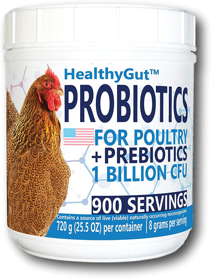 Healthygut Probiotics for Chickens & Poultry, All-Natural Digestive System Dietary Supplement (30 Scoops)