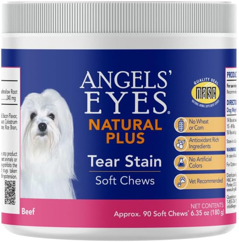 Angels’ Eyes Natural Tear Stain Prevention Soft Chews for Dogs, Chicken Flavor, for All Breeds, No Wheat No Corn, Daily Supplement, Proprietary Formula