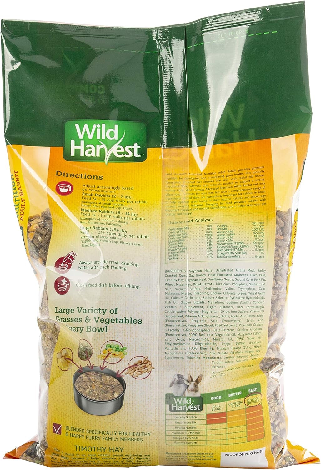 Wild Harvest Advanced Nutrition Diet Adult Rabbit 14 Pounds, Resealable Bag