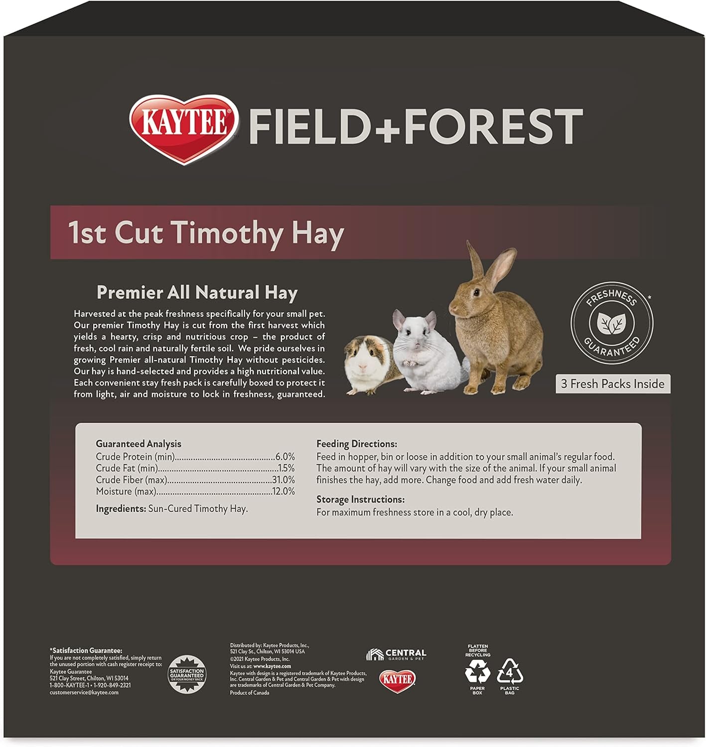 Kaytee Field+Forest Cut Timothy Hay 90 Ounces