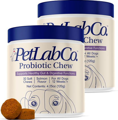 Probiotics for Dogs, Support Gut Health, Diarrhea, Digestive Health & Seasonal Allergies - Pork Flavor - 30 Soft Chews - Packaging May Vary