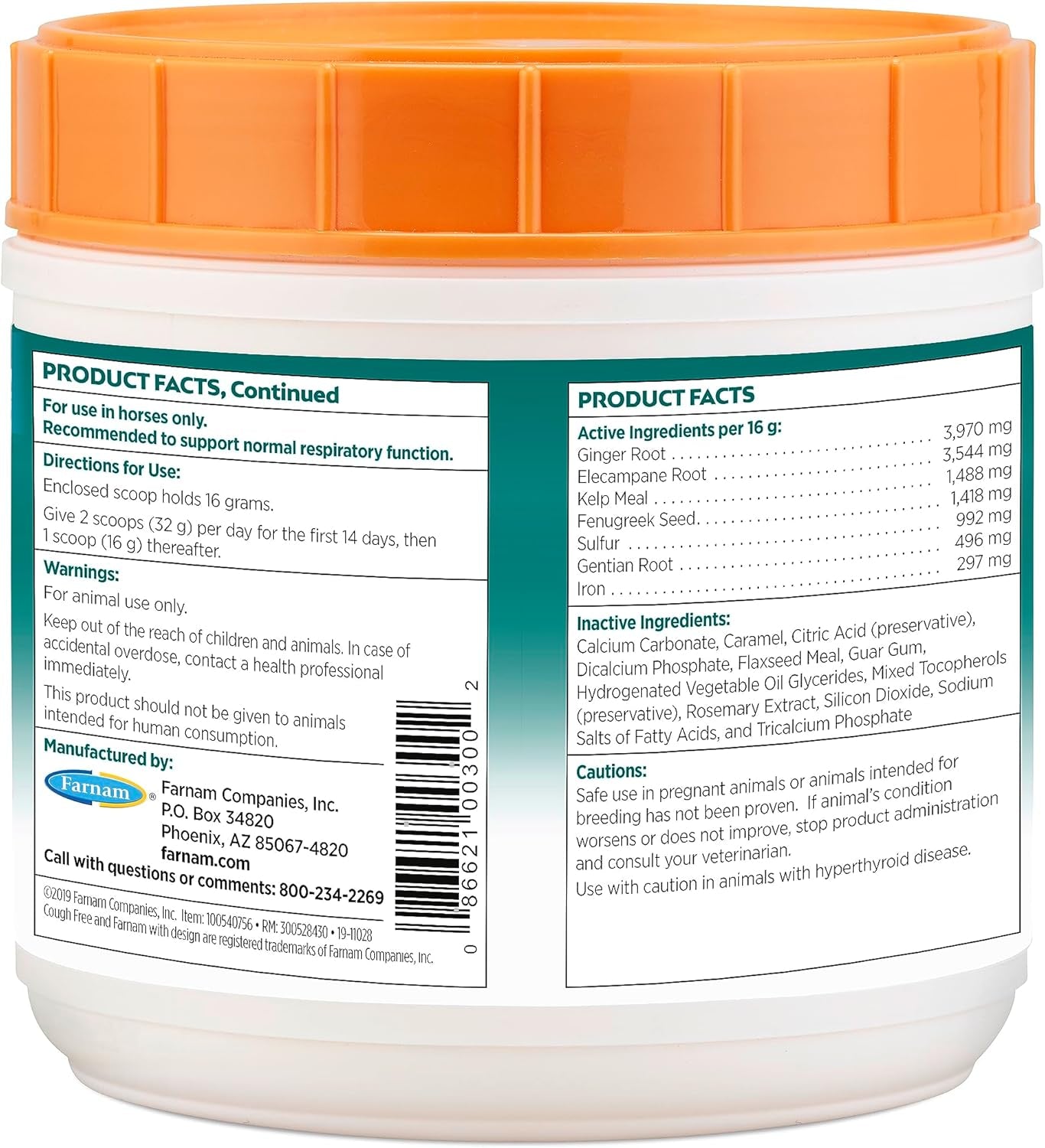 Farnam Cough Free Horse Cough Supplement Pellets, Provides Respiratory Support for Horses W/Seasonal Allergies or Stable Cough