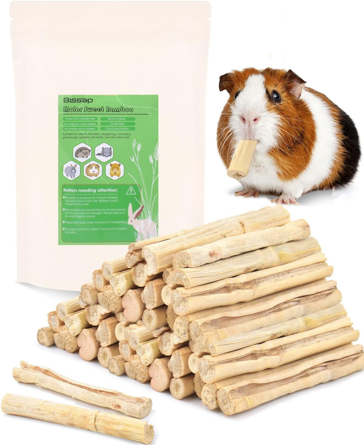 Sweet Bamboo Chew Sticks for Rabbits 1000G/2.2Ib, Bunny Chew Sticks for Rabbits Hamster Chinchilla Guinea Pigs Rabbit Small Animals Natural Treats Teeth Grinding Chew Toys