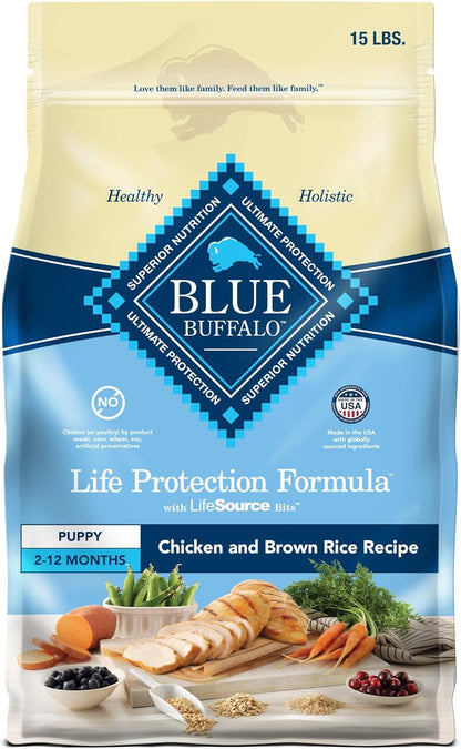 Blue Buffalo Dog Food for Puppies, Life Protection Formula, Natural Chicken & Brown Rice Flavor, Puppy Dry Dog Food