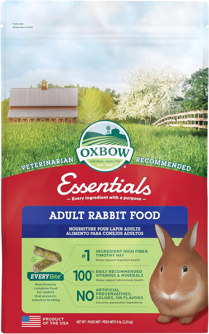 Essentials Adult Rabbit Food - All Natural Adult Rabbit Pellets - Veterinarian Recommended- No Seeds, Fruits, or Artificial Ingredients- All Natural Vitamins & Minerals- Made in the USA- 10 Lb.