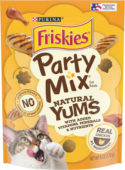 Purina Friskies Natural Cat Treats, Party Mix Natural Yums, Minerals & Nutrients - (Pack of 6)