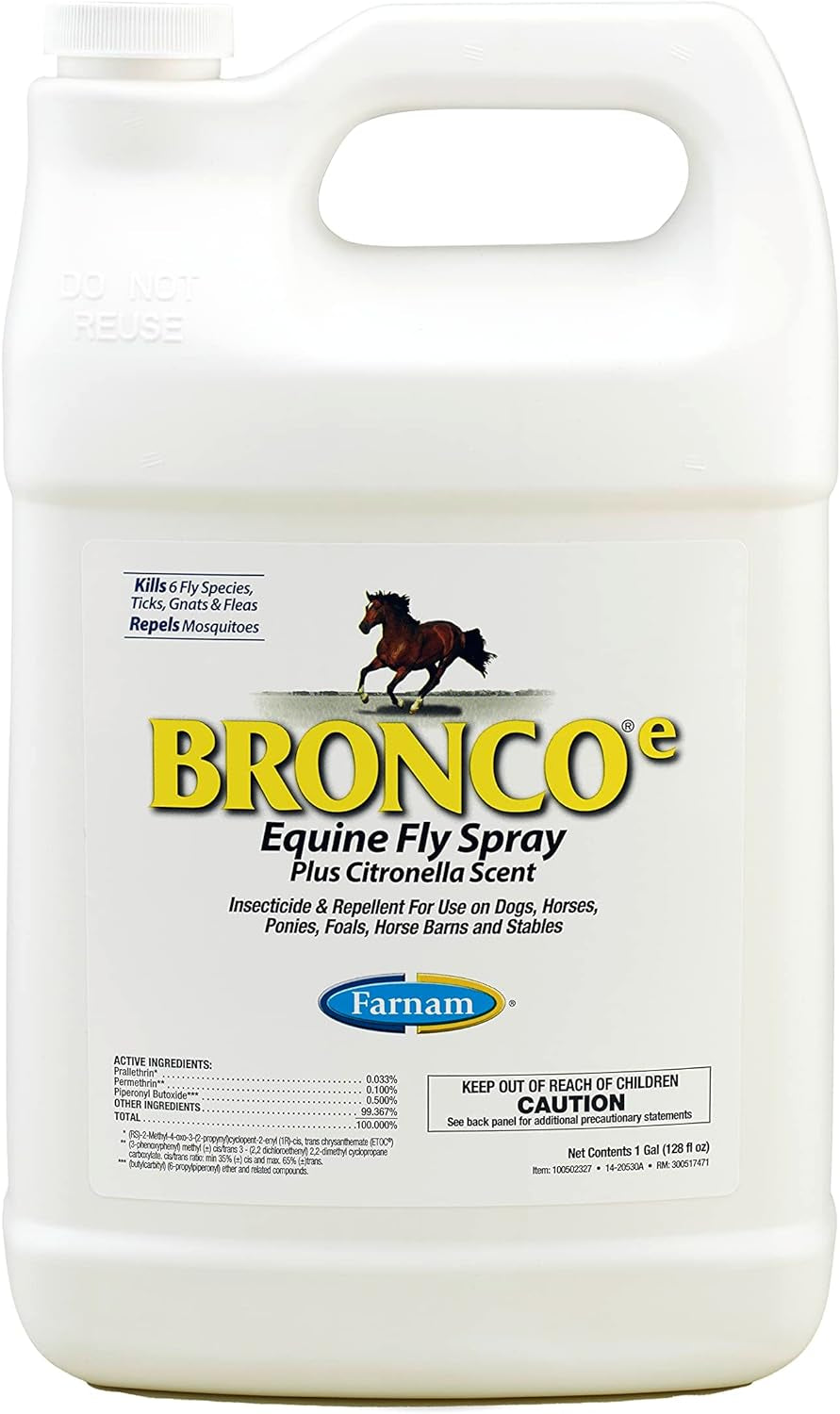 Broncoe Equine Fly Spray with Citronella Scent for Horses and Dogs, 128 Ounces, Gallon Refill