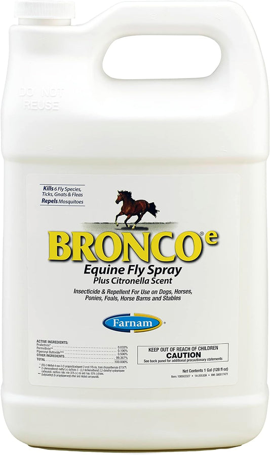 Broncoe Equine Fly Spray with Citronella Scent for Horses and Dogs, 128 Ounces, Gallon Refill