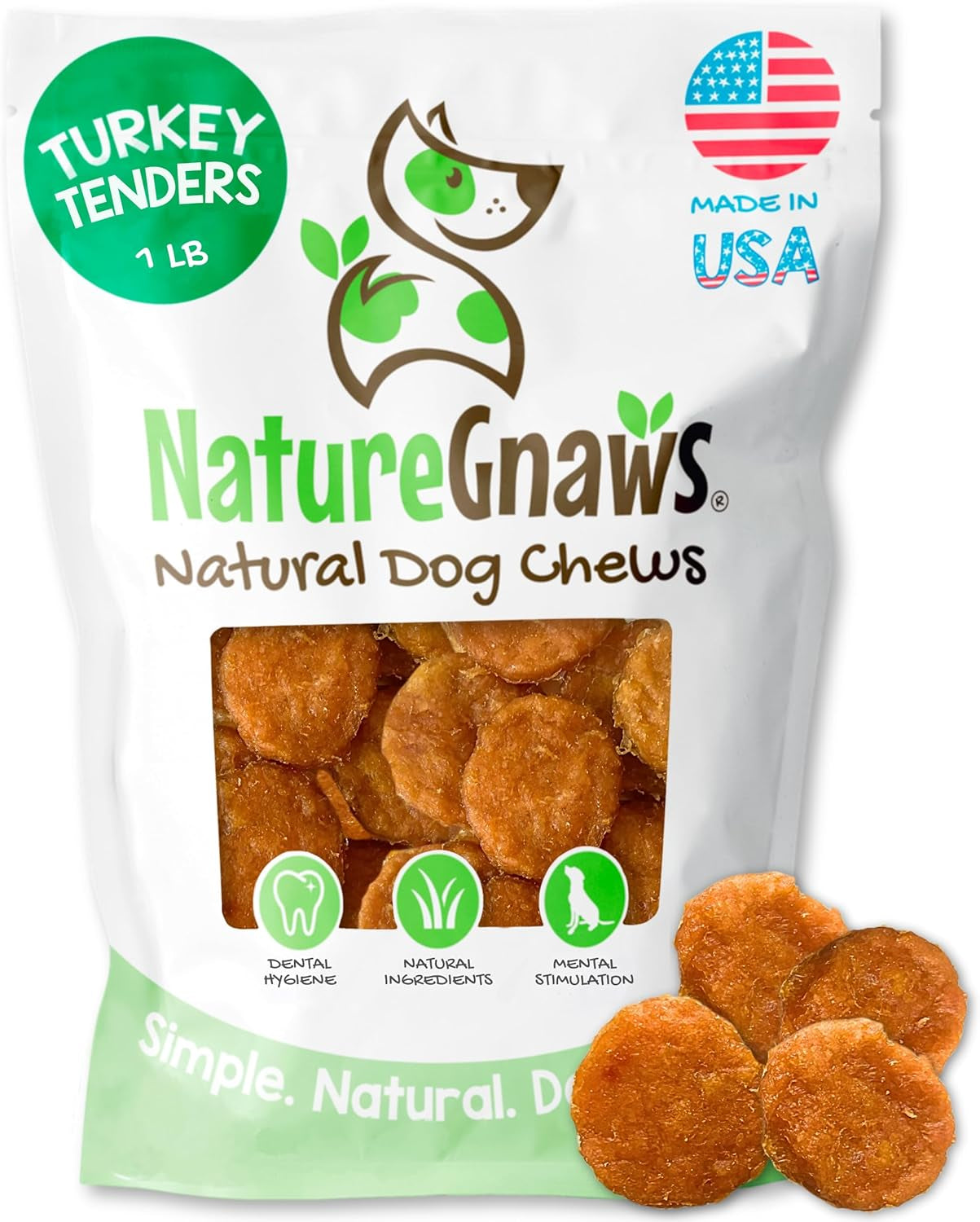 Nature Gnaws USA Turkey for Dogs - Delicious Grain Free Reward Snack for Small, Medium & Large Breeds - Premium Natural Dog Chew Treats