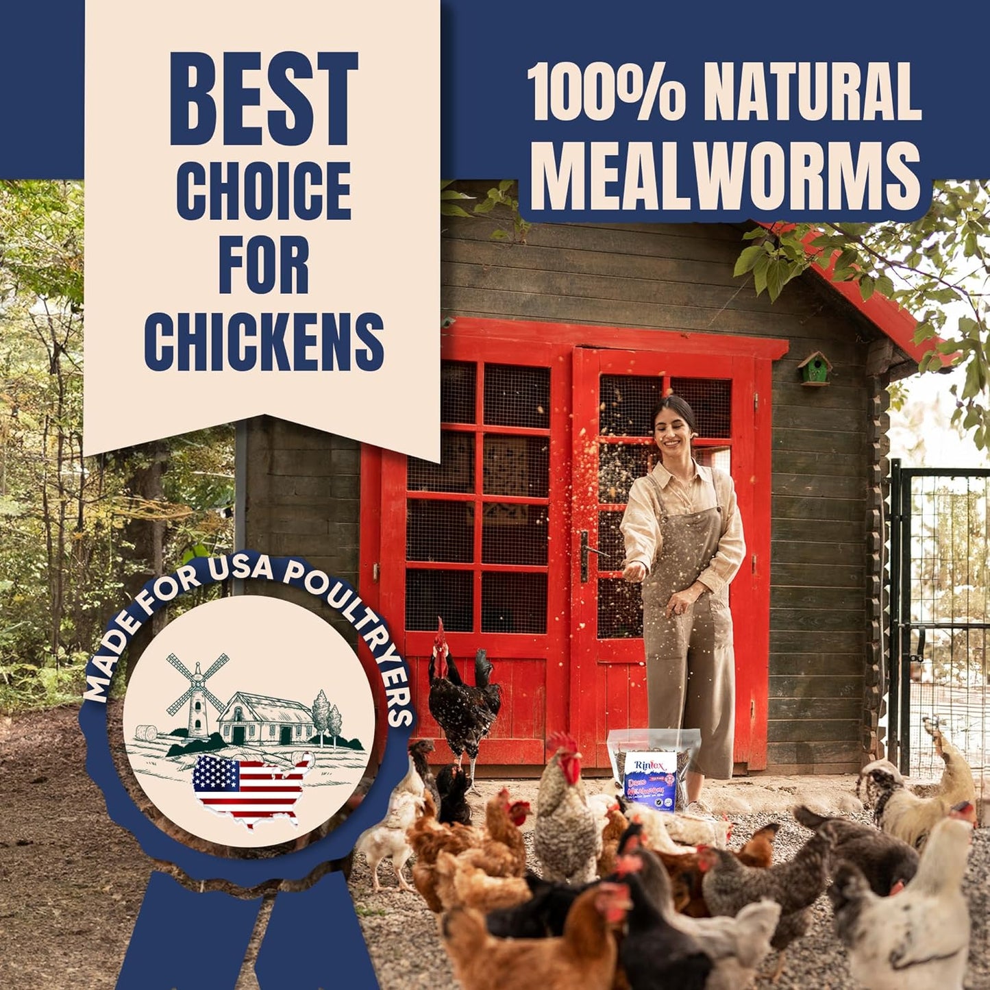 Dried Mealworms - Premium Chicken Treats, High Protein Mealworms for Chickens, Ducks, Laying Hens - Improves Egg Quality, Boosts Immune System & Feathers